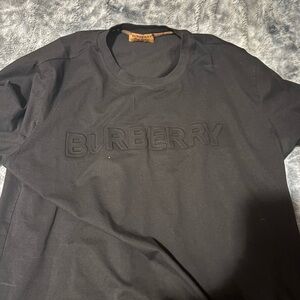 Burberry Black Short Sleeve Tee with Tonal Branding